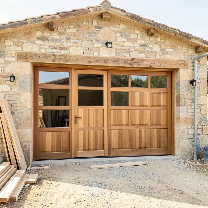 Porte de garage aluminium assortie aux menuiseries de la façade
